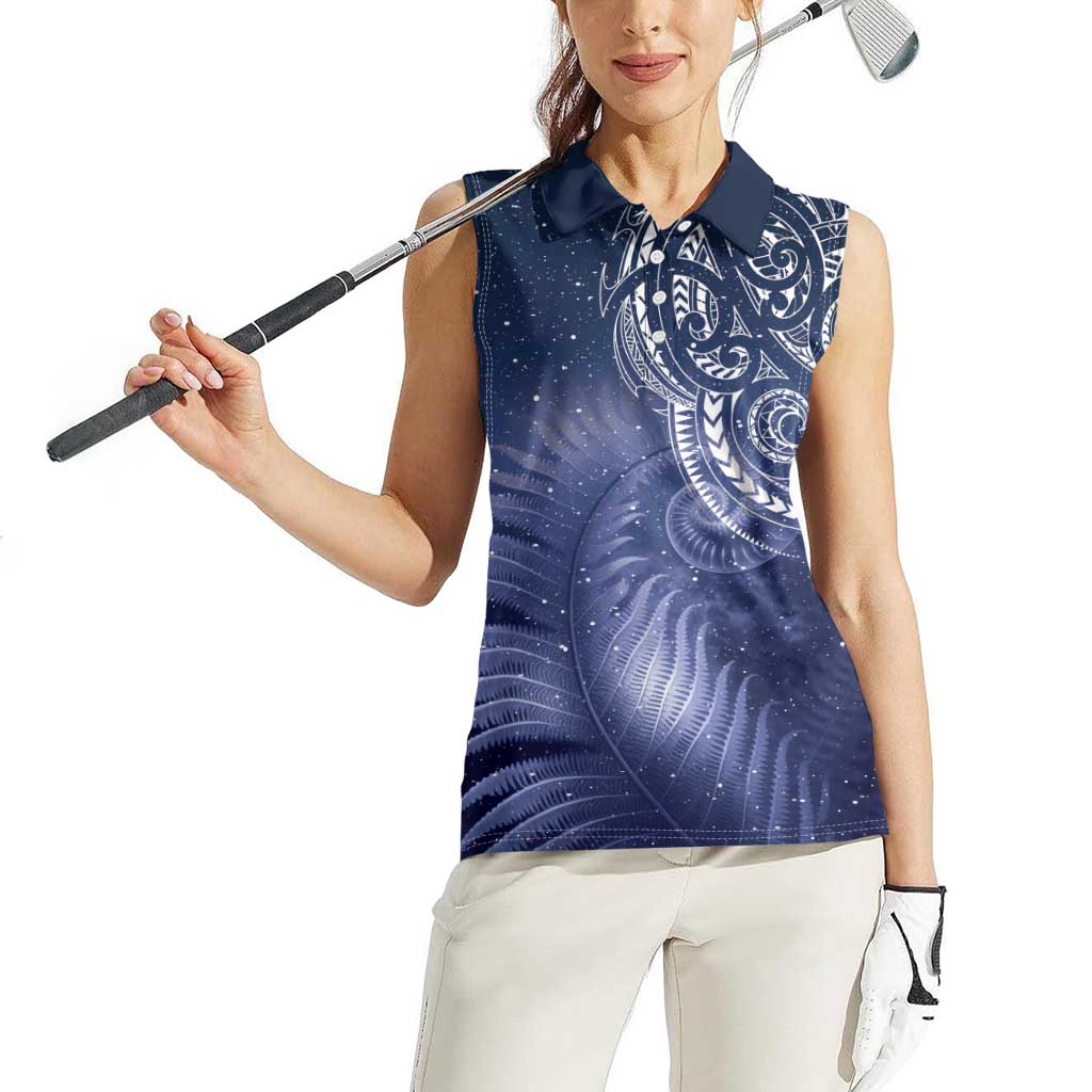 New Zealand Galaxy Fern Women Sleeveless Polo Shirt