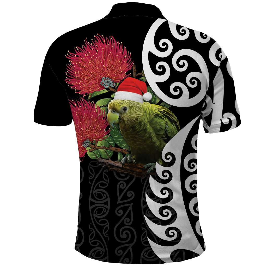 New Zealand Kakapo Christmas Polo Shirt Meri Kirihimete Pohutukawa Flowers