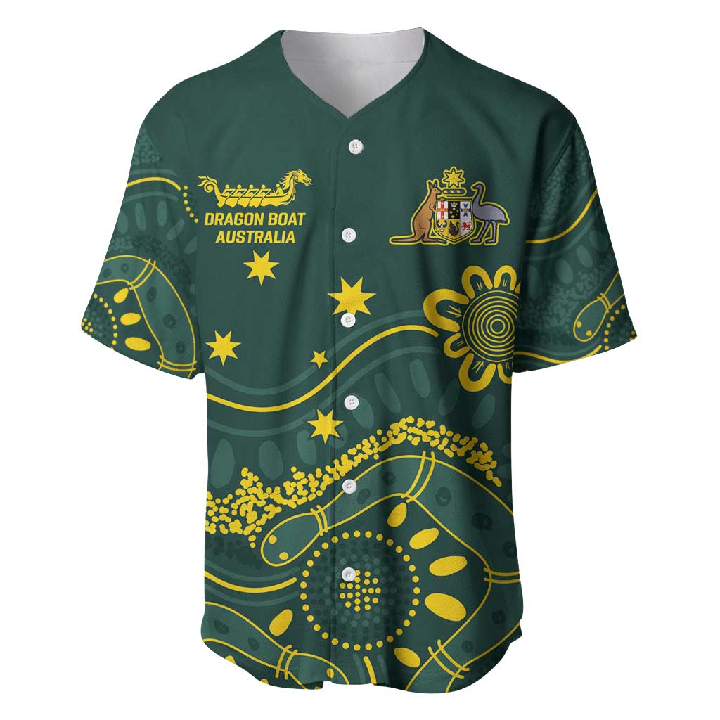 Personalised Australia Dragons Boat Baseball Jersey Aussie Aboriginal Dot Style