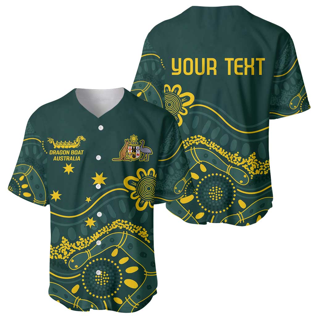 Personalised Australia Dragons Boat Baseball Jersey Aussie Aboriginal Dot Style