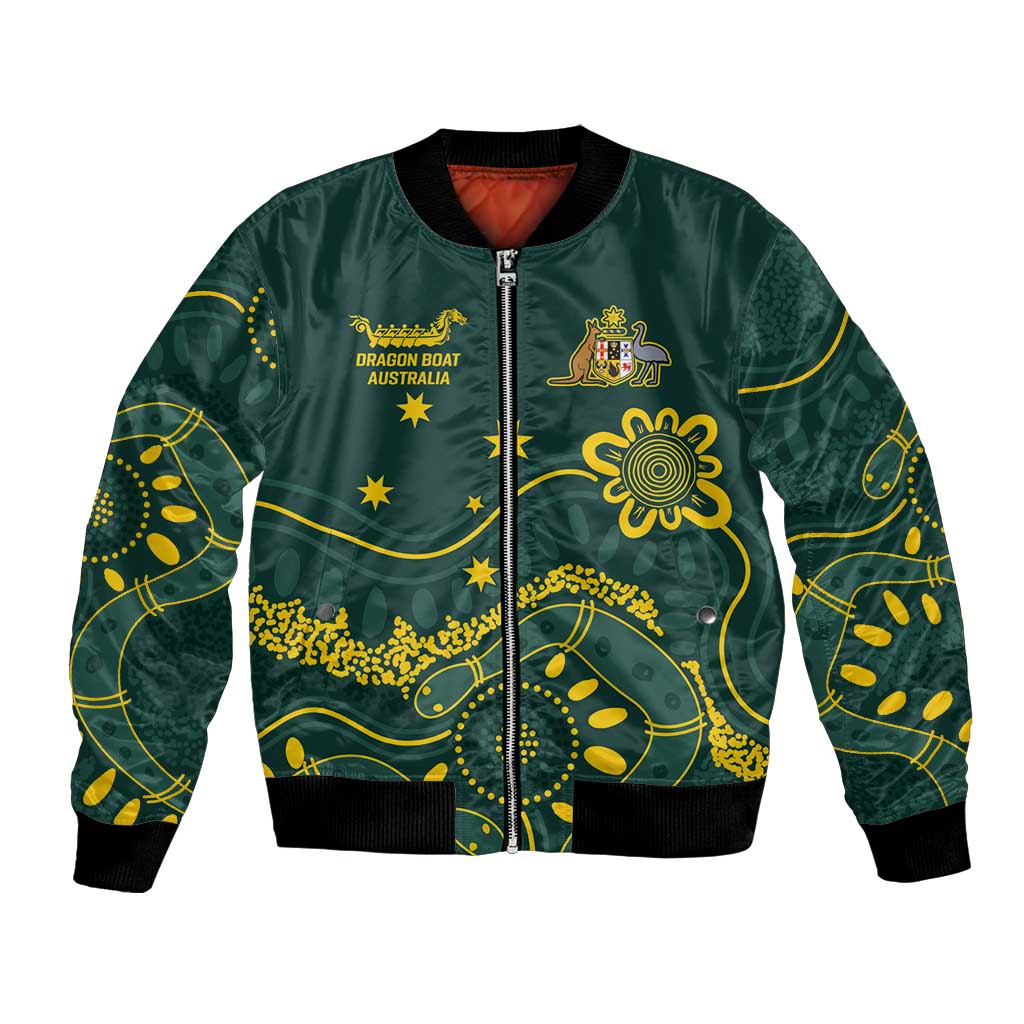 Personalised Australia Dragons Boat Bomber Jacket Aussie Aboriginal Dot Style