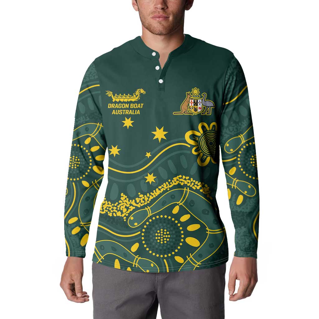 Personalised Australia Dragons Boat Button Sweatshirt Aussie Aboriginal Dot Style