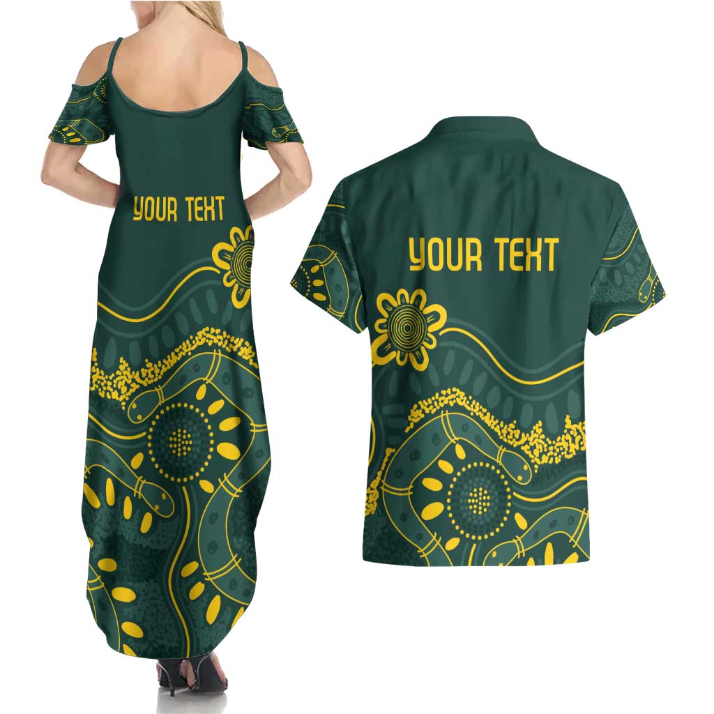 Personalised Australia Dragons Boat Couples Matching Summer Maxi Dress and Hawaiian Shirt Aussie Aboriginal Dot Style