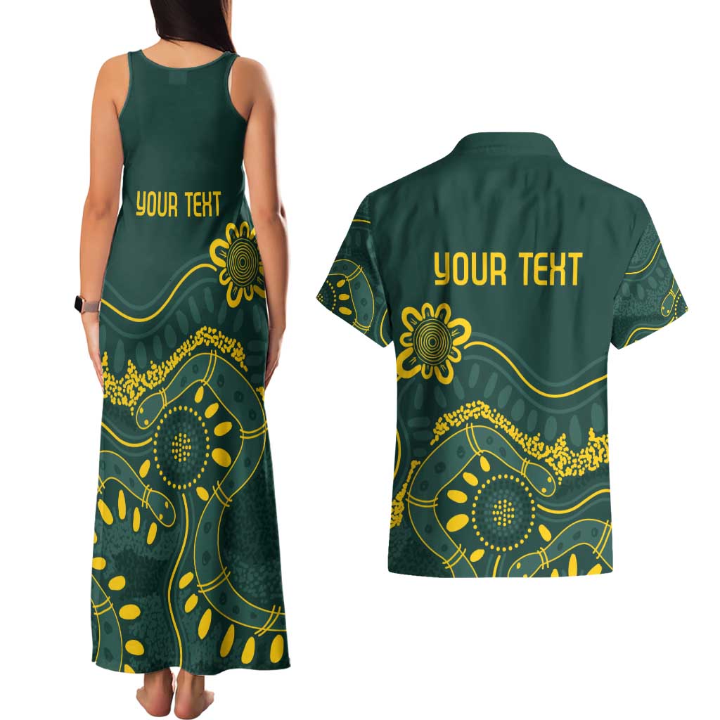 Personalised Australia Dragons Boat Couples Matching Tank Maxi Dress and Hawaiian Shirt Aussie Aboriginal Dot Style