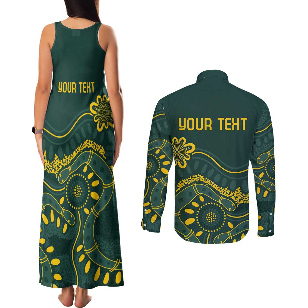 Personalised Australia Dragons Boat Couples Matching Tank Maxi Dress and Long Sleeve Button Shirt Aussie Aboriginal Dot Style