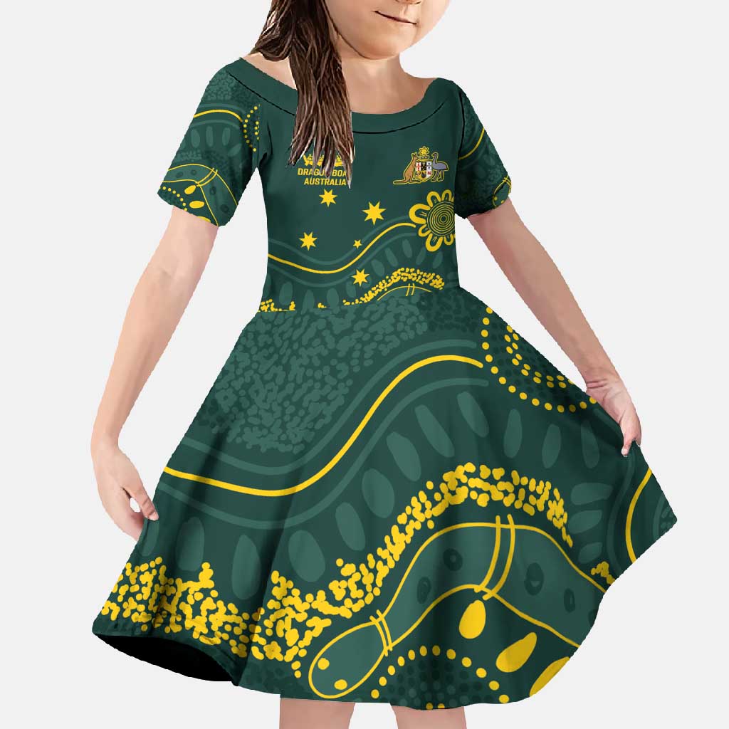 Personalised Australia Dragons Boat Family Matching Mermaid Dress and Hawaiian Shirt Aussie Aboriginal Dot Style