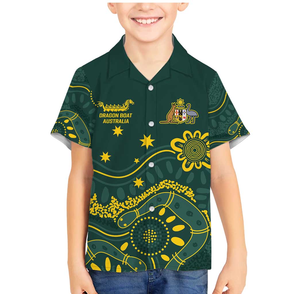 Personalised Australia Dragons Boat Family Matching Mermaid Dress and Hawaiian Shirt Aussie Aboriginal Dot Style