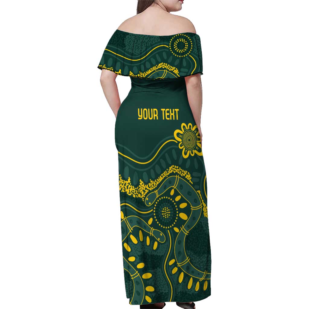 Personalised Australia Dragons Boat Family Matching Off Shoulder Maxi Dress and Hawaiian Shirt Aussie Aboriginal Dot Style