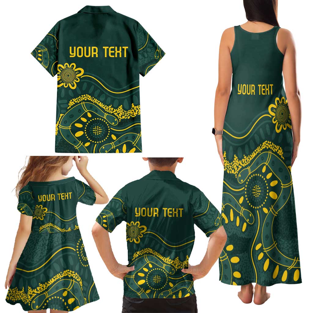 Personalised Australia Dragons Boat Family Matching Tank Maxi Dress and Hawaiian Shirt Aussie Aboriginal Dot Style