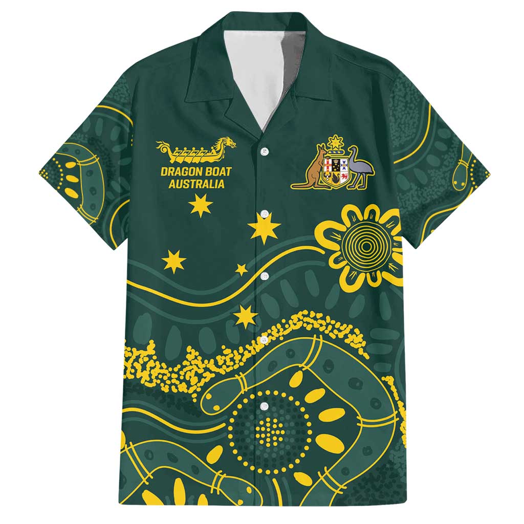 Personalised Australia Dragons Boat Hawaiian Shirt Aussie Aboriginal Dot Style