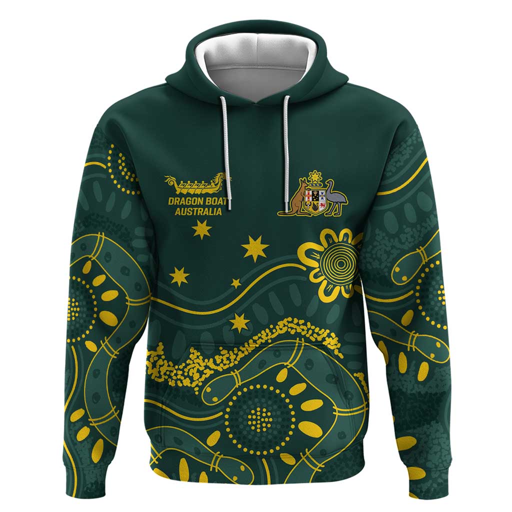 Personalised Australia Dragons Boat Hoodie Aussie Aboriginal Dot Style