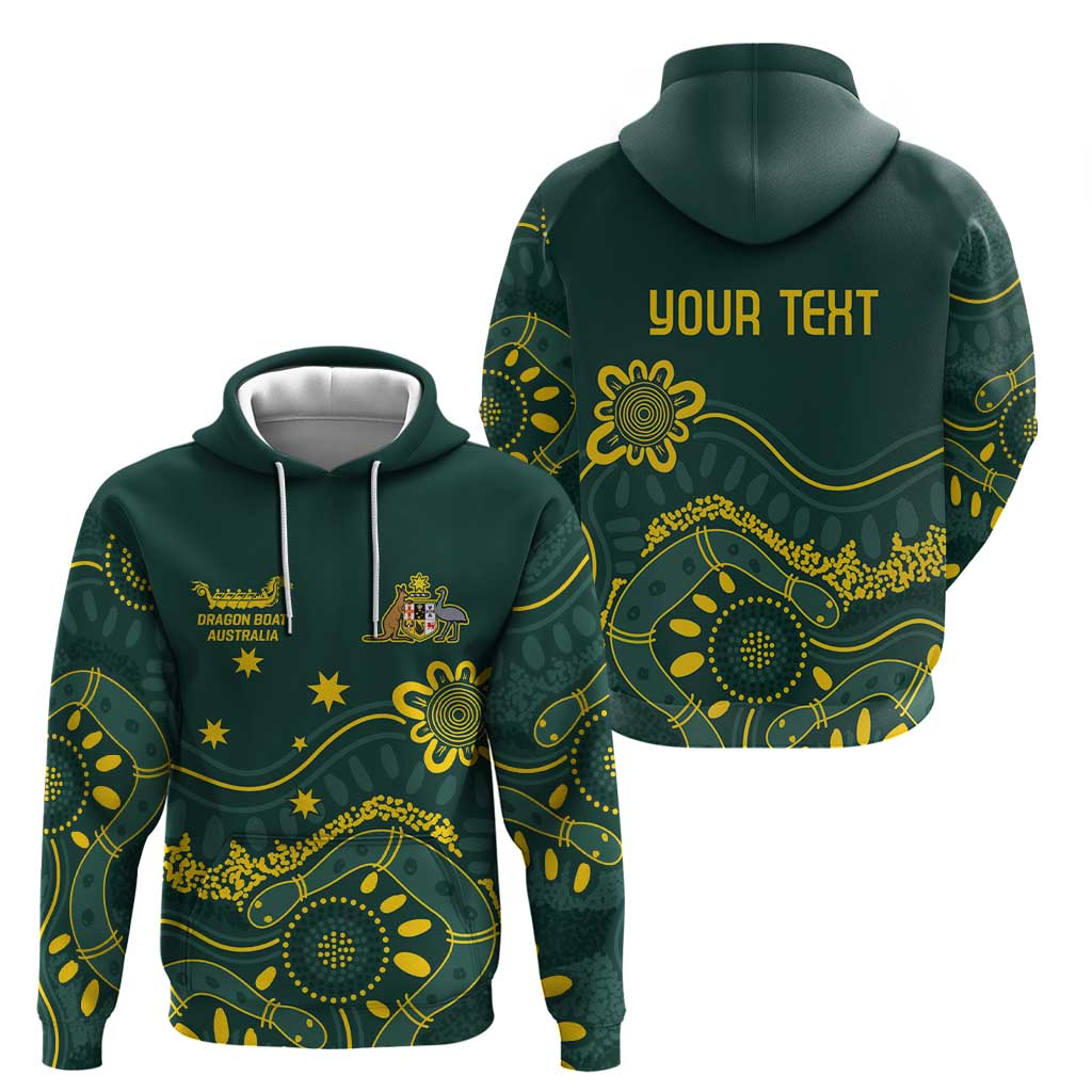 Personalised Australia Dragons Boat Hoodie Aussie Aboriginal Dot Style