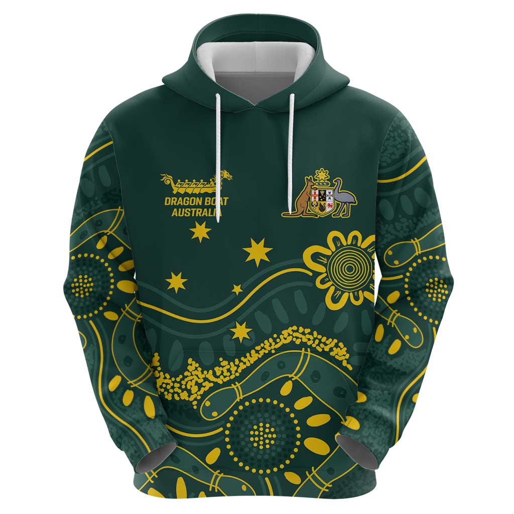 Personalised Australia Dragons Boat Hoodie Aussie Aboriginal Dot Style