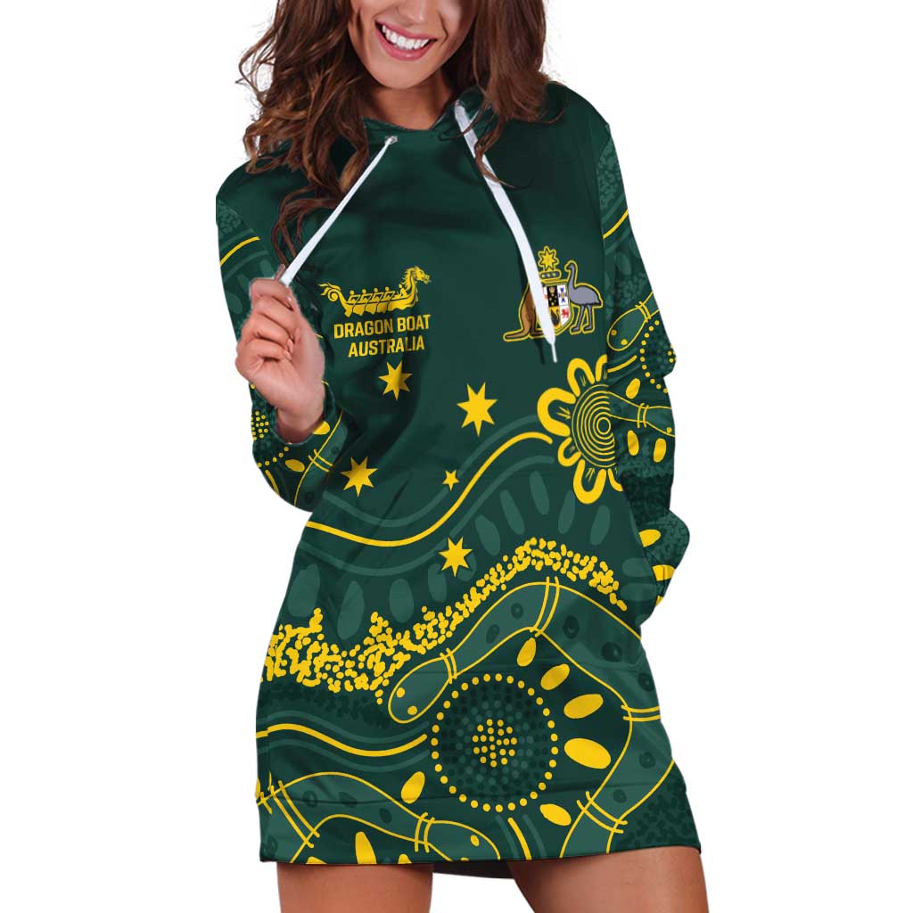 Personalised Australia Dragons Boat Hoodie Dress Aussie Aboriginal Dot Style