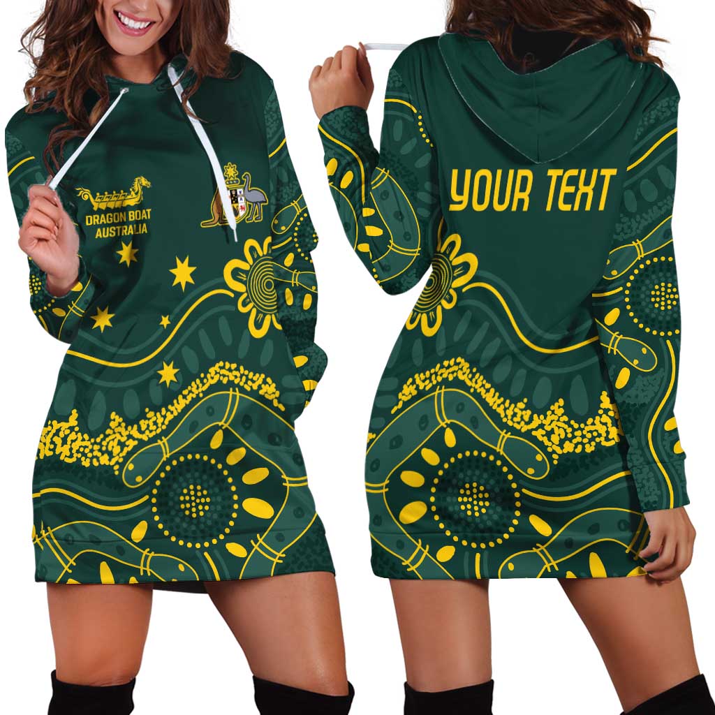 Personalised Australia Dragons Boat Hoodie Dress Aussie Aboriginal Dot Style