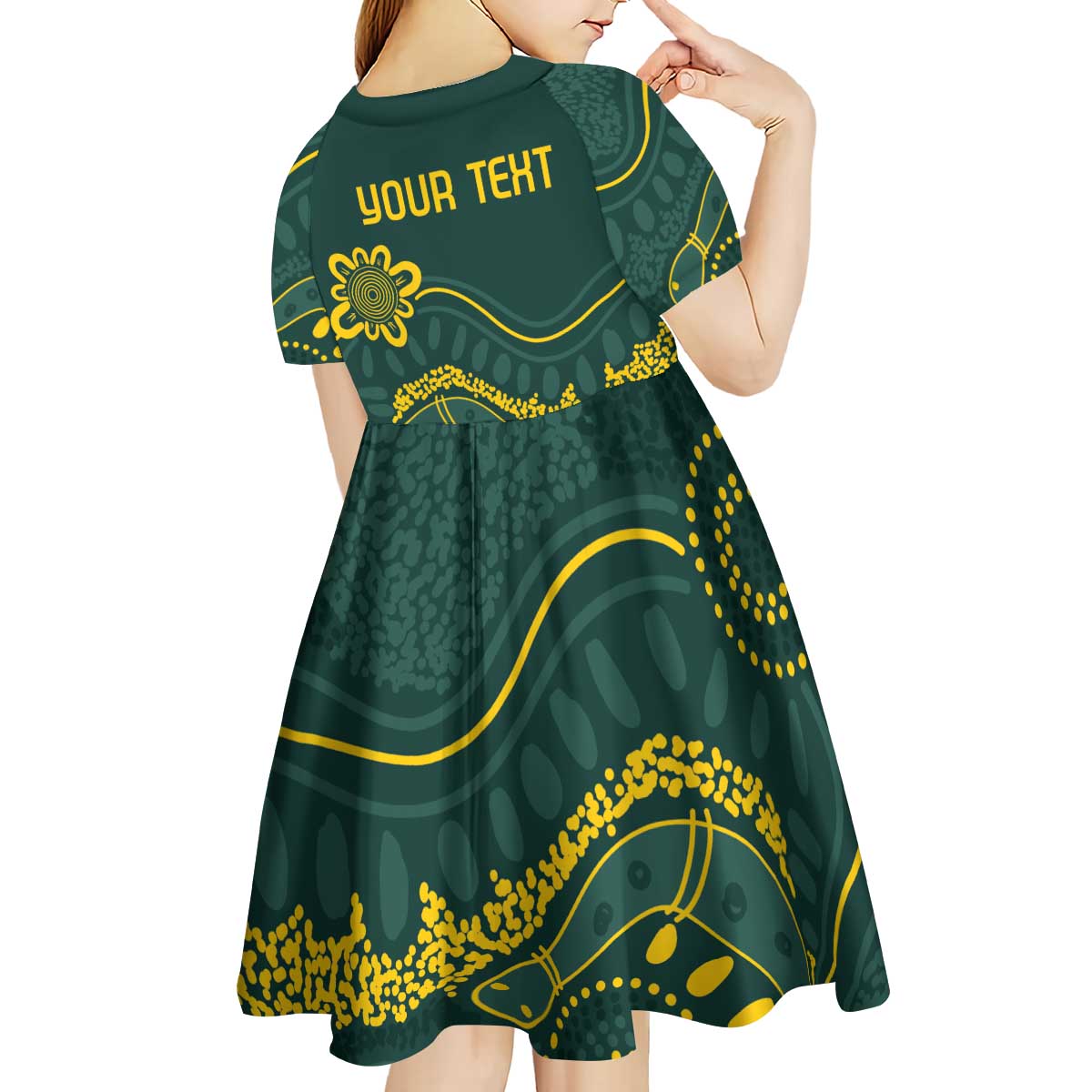 Personalised Australia Dragons Boat Kid Short Sleeve Dress Aussie Aboriginal Dot Style