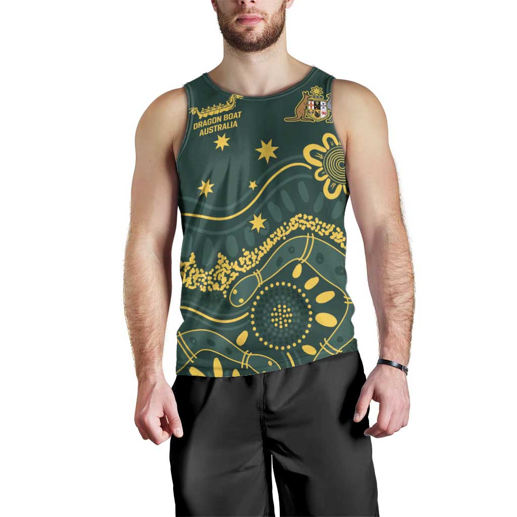 Personalised Australia Dragons Boat Men Tank Top Aussie Aboriginal Dot Style