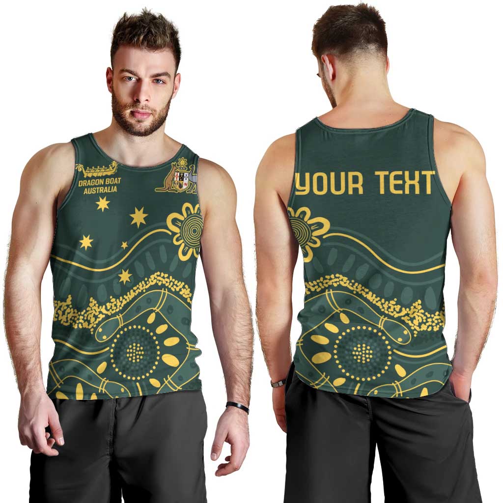 Personalised Australia Dragons Boat Men Tank Top Aussie Aboriginal Dot Style