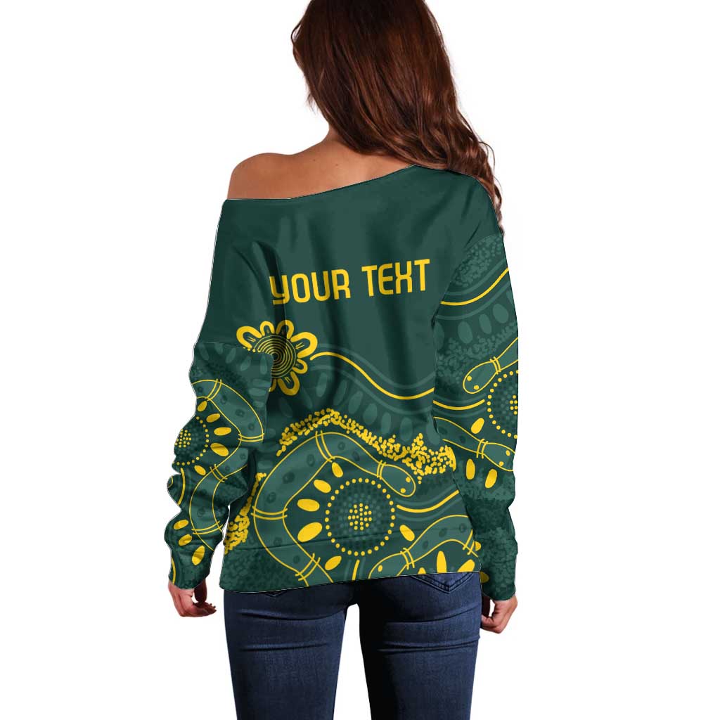 Personalised Australia Dragons Boat Off Shoulder Sweater Aussie Aboriginal Dot Style