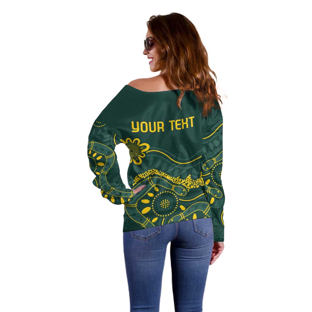 Personalised Australia Dragons Boat Off Shoulder Sweater Aussie Aboriginal Dot Style