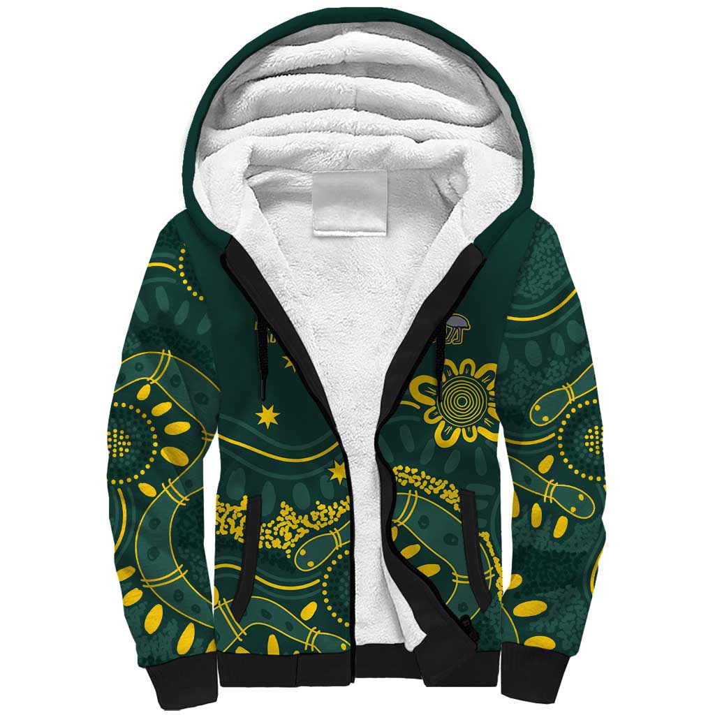 Personalised Australia Dragons Boat Sherpa Hoodie Aussie Aboriginal Dot Style