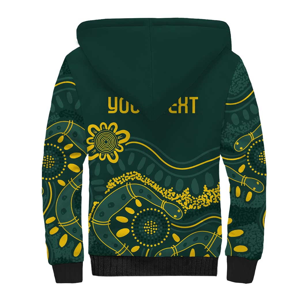 Personalised Australia Dragons Boat Sherpa Hoodie Aussie Aboriginal Dot Style