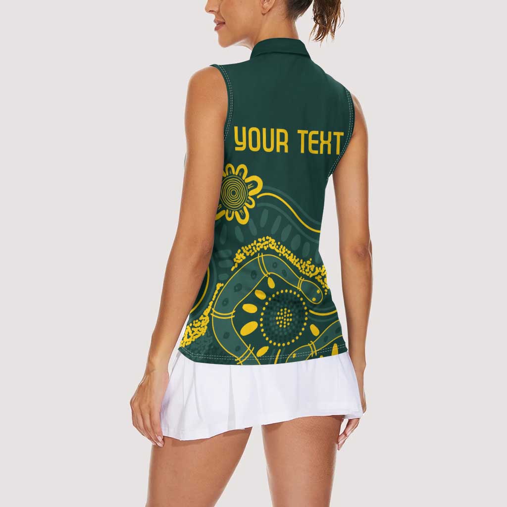 Personalised Australia Dragons Boat Women Sleeveless Polo Shirt Aussie Aboriginal Dot Style