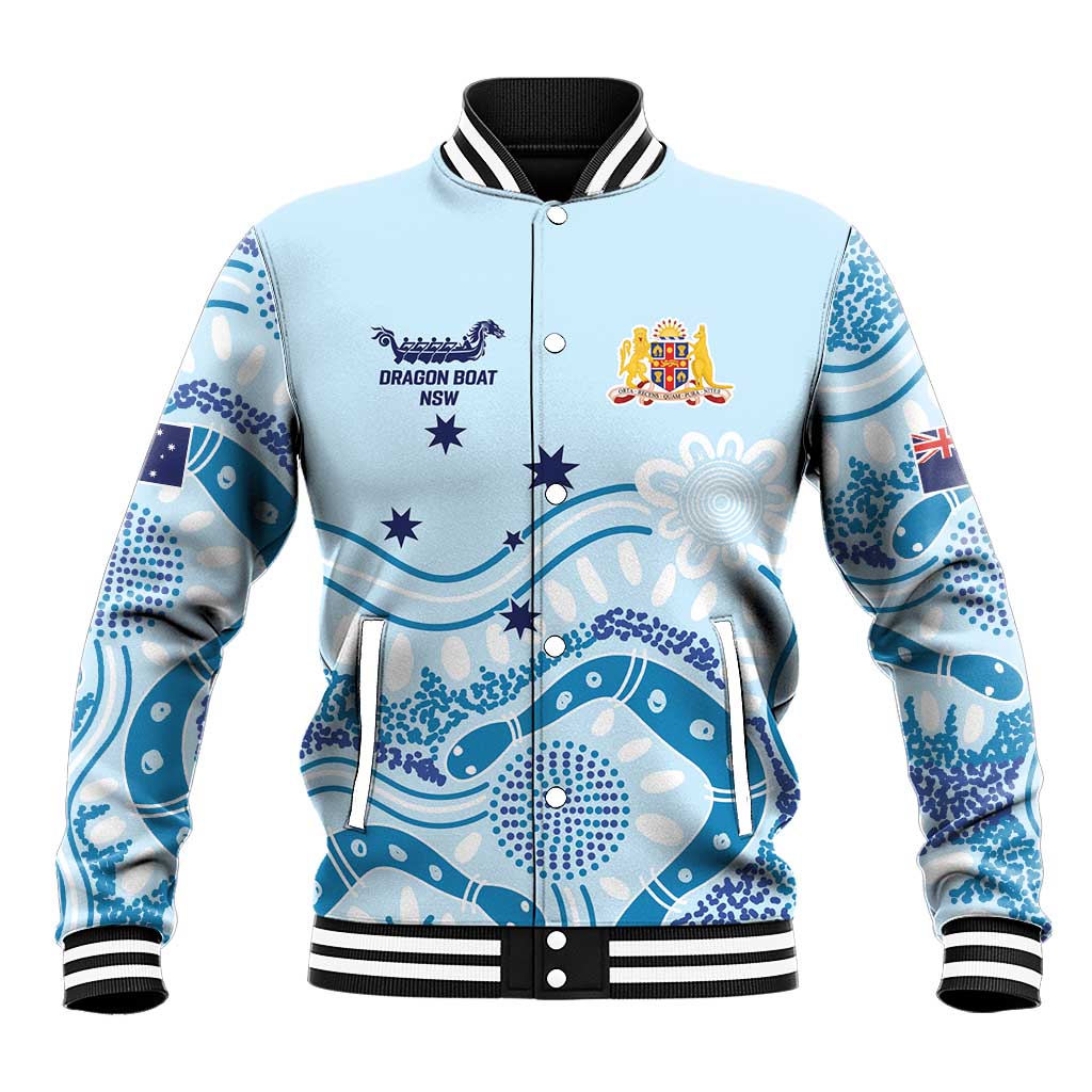 Personalised Australia New South Wales Dragons Boat Baseball Jacket Aussie Aboriginal Dot Style