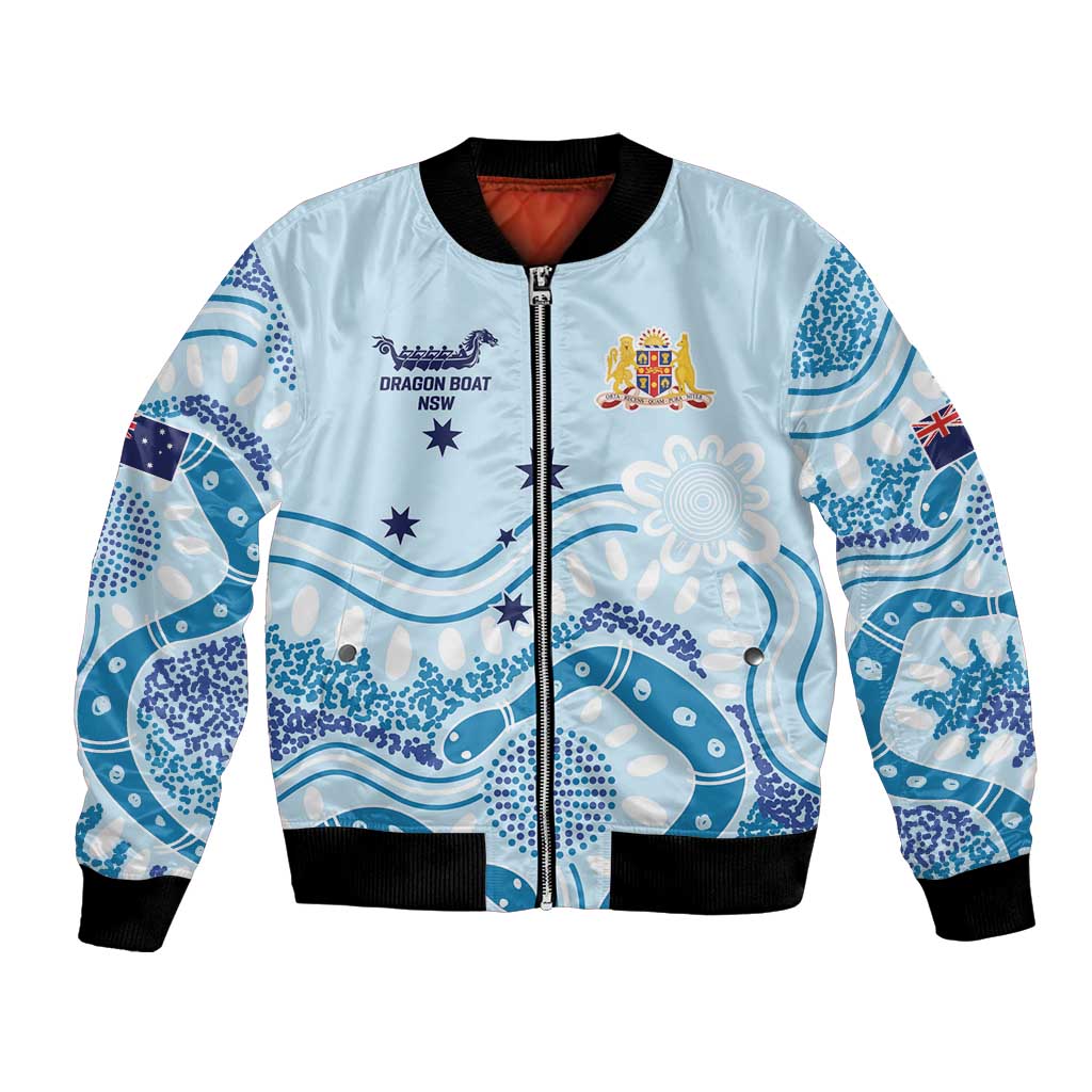 Personalised Australia New South Wales Dragons Boat Bomber Jacket Aussie Aboriginal Dot Style