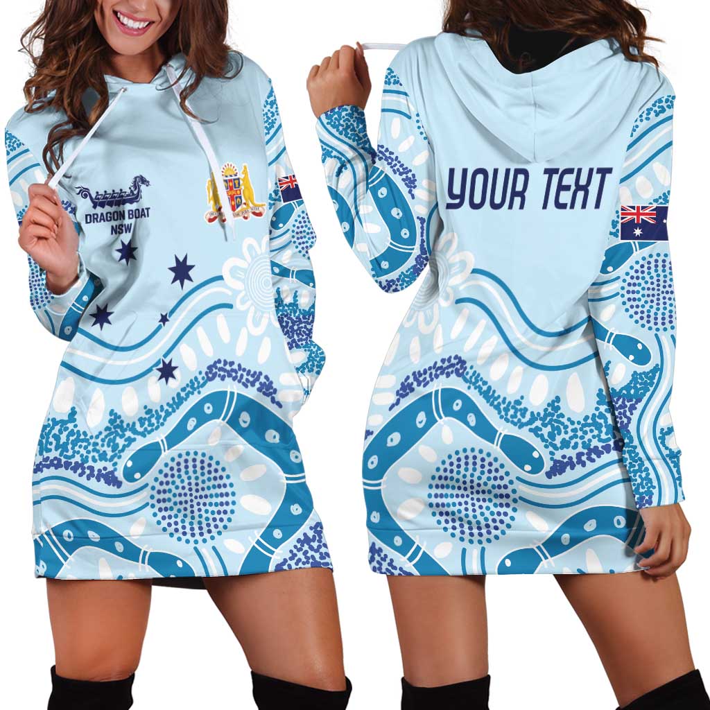 Personalised Australia New South Wales Dragons Boat Hoodie Dress Aussie Aboriginal Dot Style