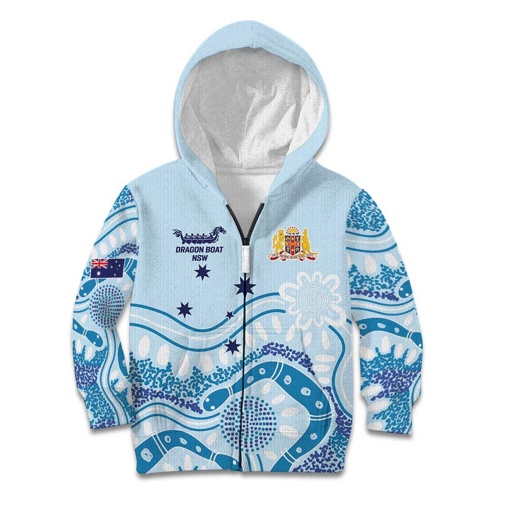 Personalised Australia New South Wales Dragons Boat Kid Hoodie Aussie Aboriginal Dot Style