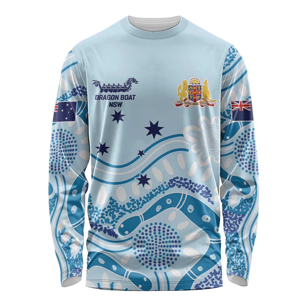 Personalised Australia New South Wales Dragons Boat Long Sleeve Shirt Aussie Aboriginal Dot Style