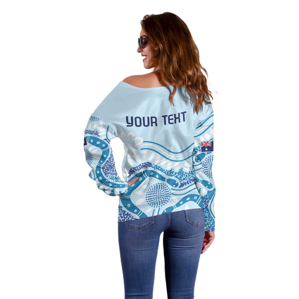 Personalised Australia New South Wales Dragons Boat Off Shoulder Sweater Aussie Aboriginal Dot Style