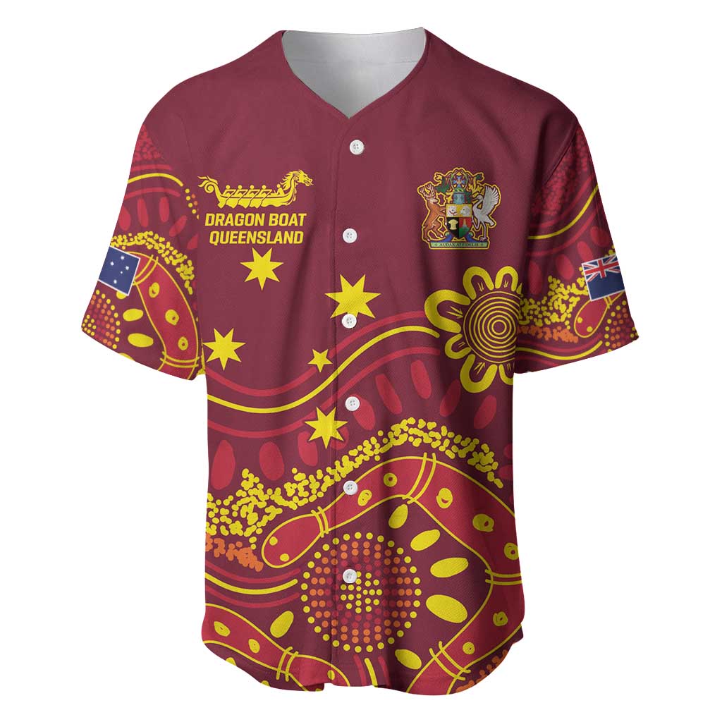 Personalised Australia Queensland Dragons Boat Baseball Jersey Aussie Aboriginal Dot Style