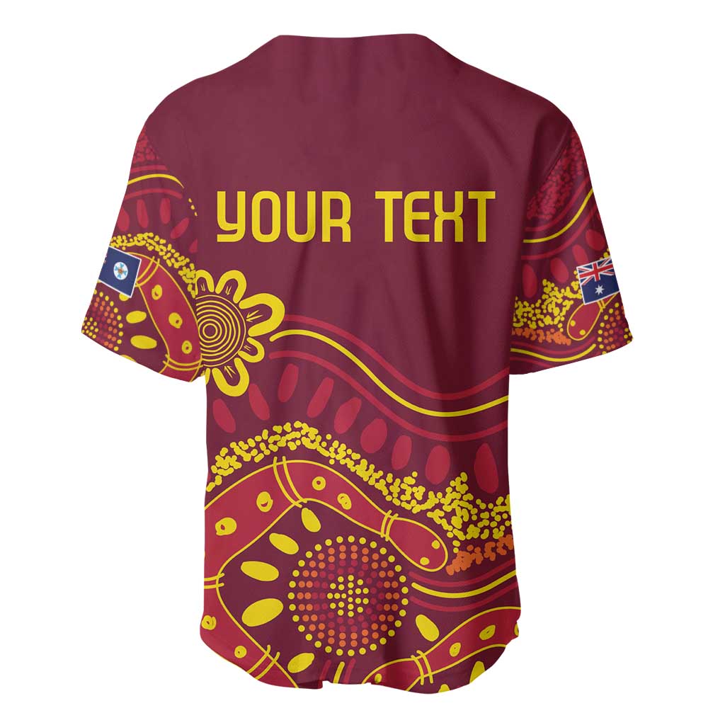 Personalised Australia Queensland Dragons Boat Baseball Jersey Aussie Aboriginal Dot Style