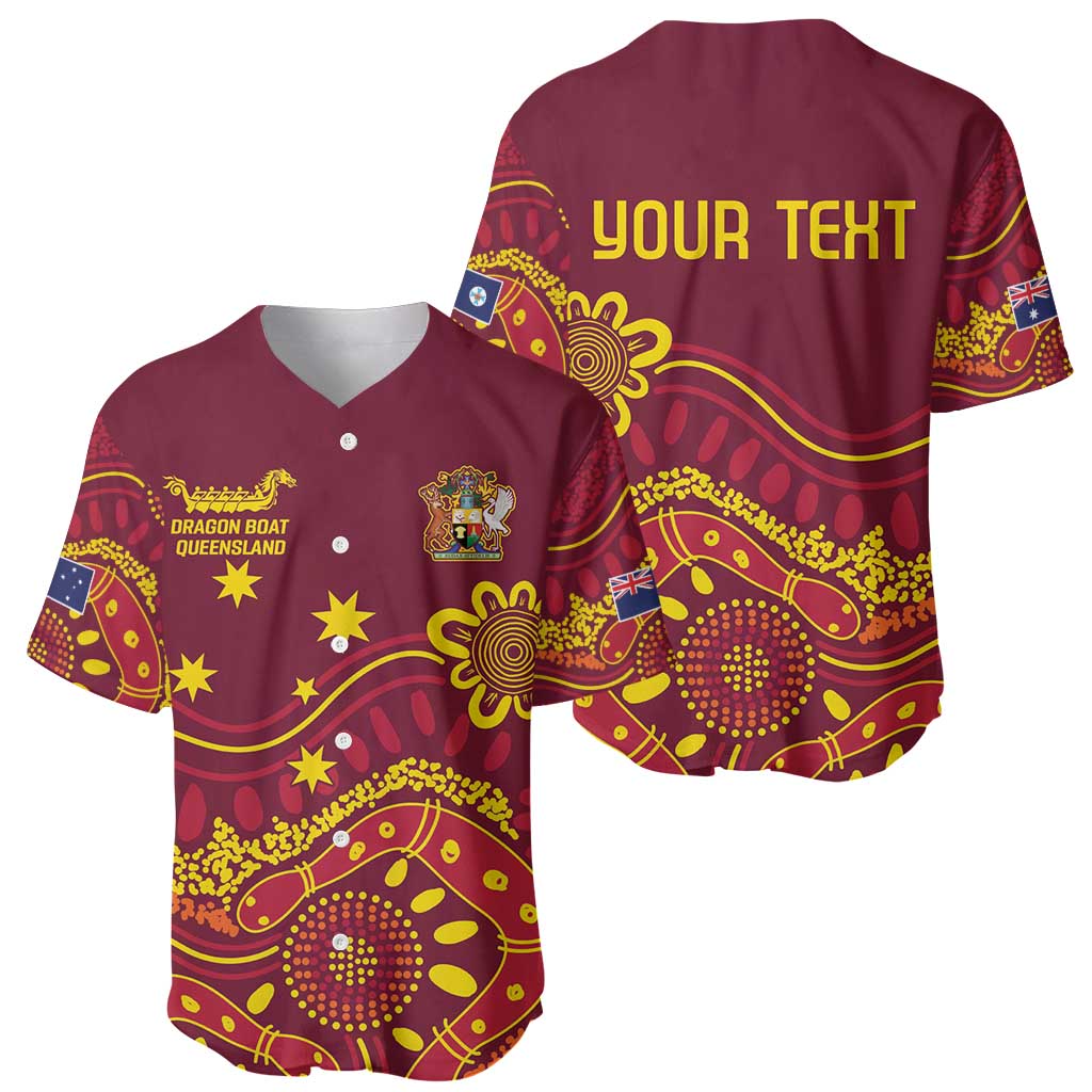 Personalised Australia Queensland Dragons Boat Baseball Jersey Aussie Aboriginal Dot Style