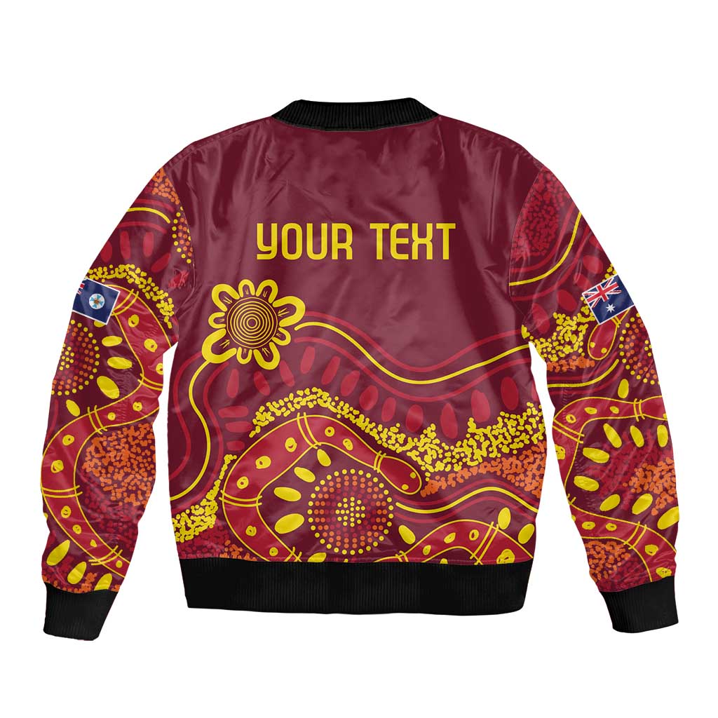 Personalised Australia Queensland Dragons Boat Bomber Jacket Aussie Aboriginal Dot Style