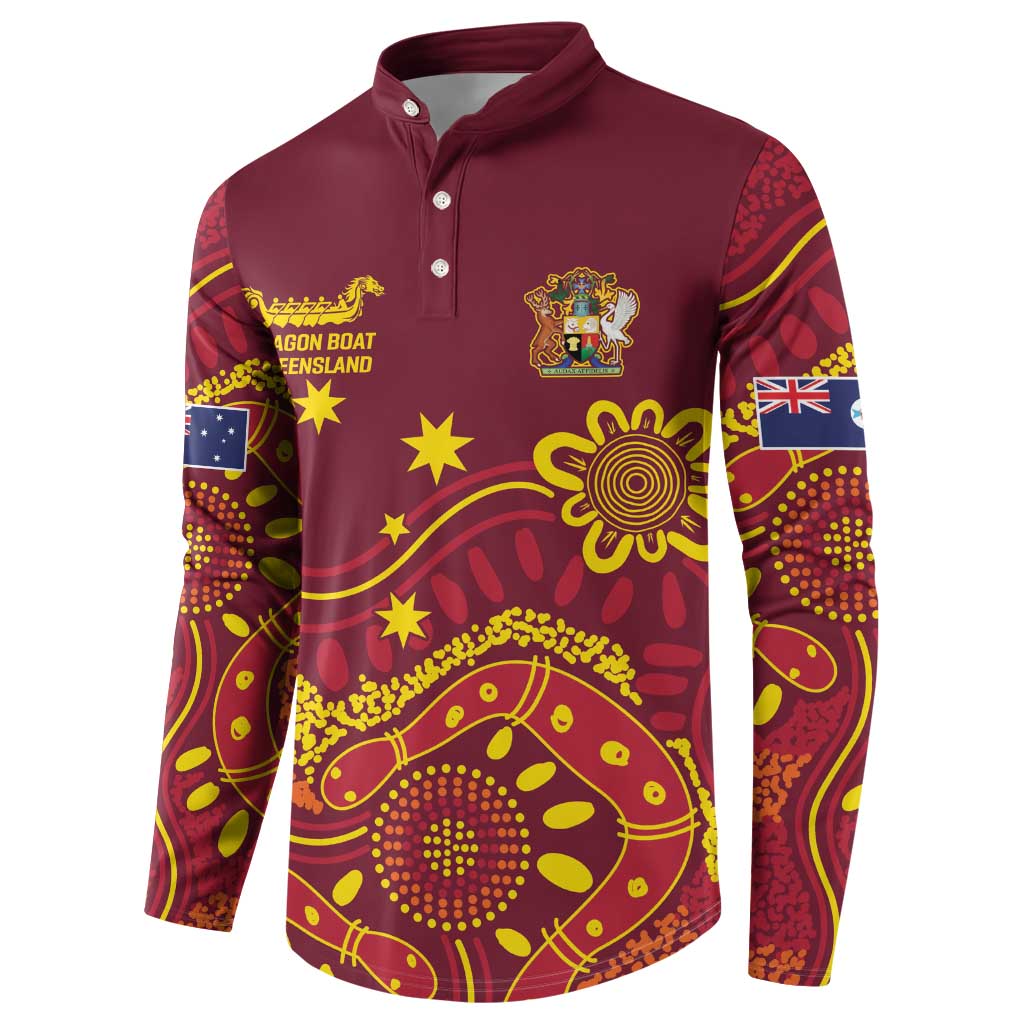 Personalised Australia Queensland Dragons Boat Button Sweatshirt Aussie Aboriginal Dot Style