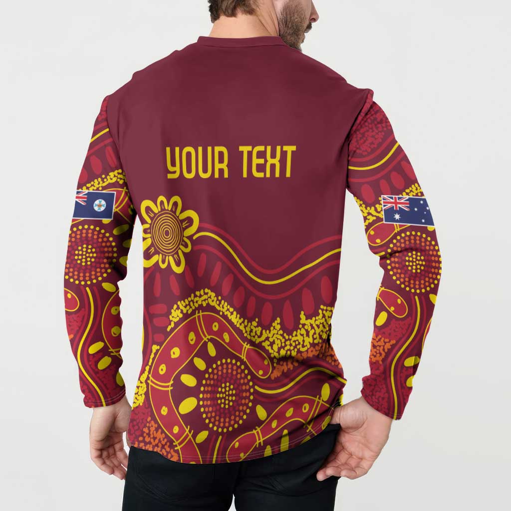 Personalised Australia Queensland Dragons Boat Button Sweatshirt Aussie Aboriginal Dot Style