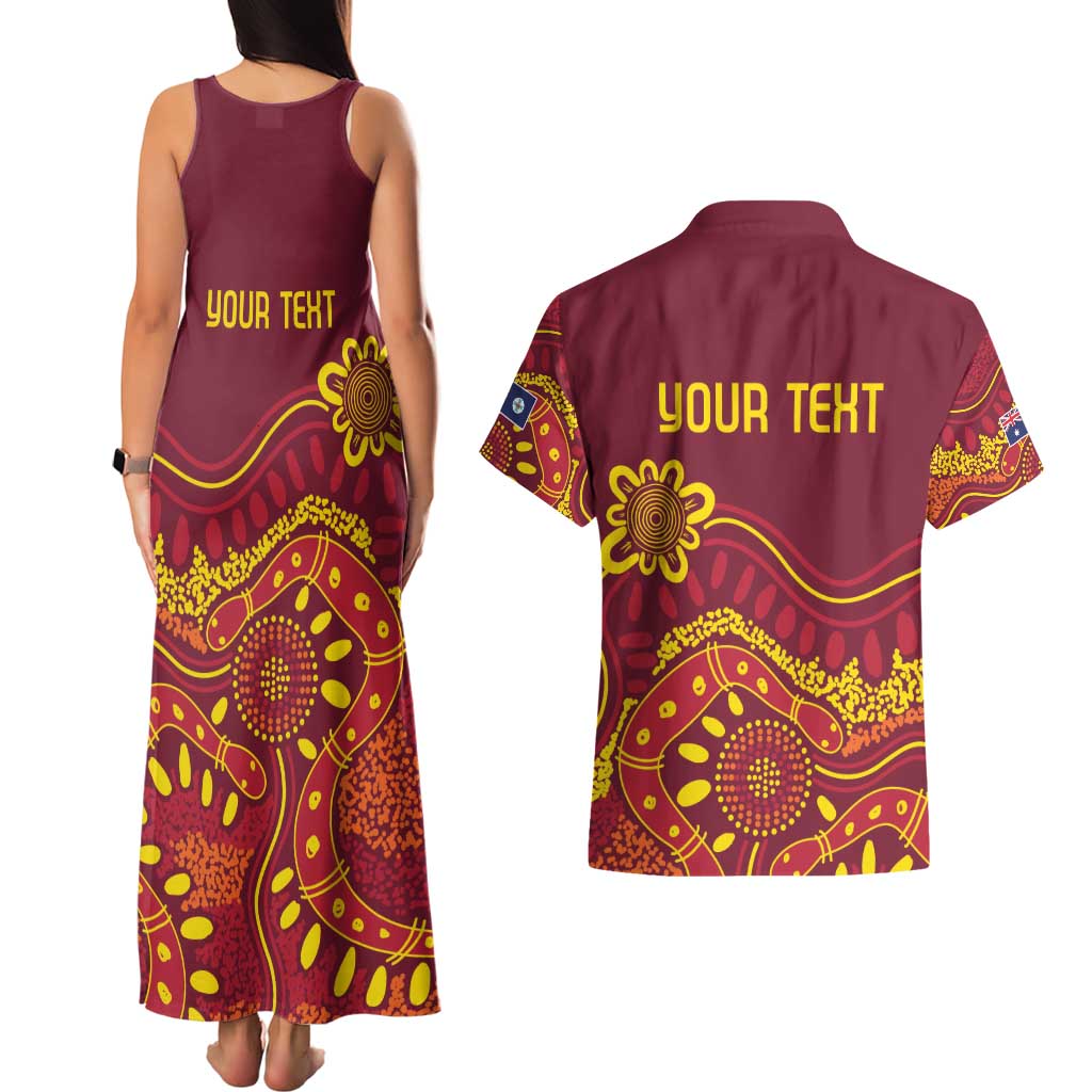 Personalised Australia Queensland Dragons Boat Couples Matching Tank Maxi Dress and Hawaiian Shirt Aussie Aboriginal Dot Style