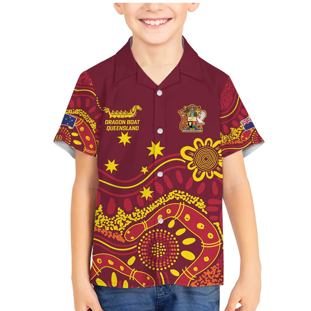 Personalised Australia Queensland Dragons Boat Family Matching Mermaid Dress and Hawaiian Shirt Aussie Aboriginal Dot Style