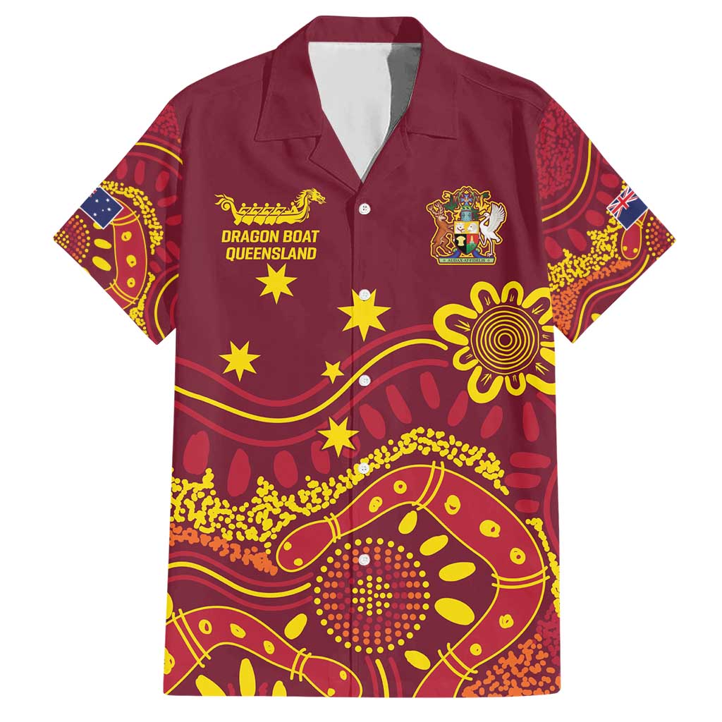 Personalised Australia Queensland Dragons Boat Hawaiian Shirt Aussie Aboriginal Dot Style