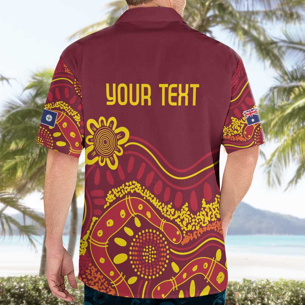 Personalised Australia Queensland Dragons Boat Hawaiian Shirt Aussie Aboriginal Dot Style