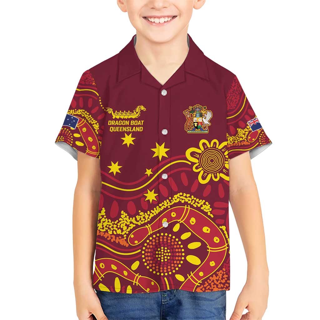 Personalised Australia Queensland Dragons Boat Hawaiian Shirt Aussie Aboriginal Dot Style