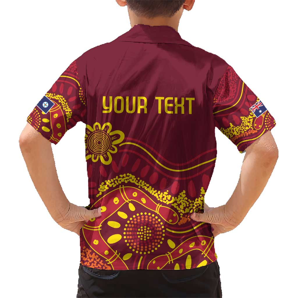 Personalised Australia Queensland Dragons Boat Hawaiian Shirt Aussie Aboriginal Dot Style