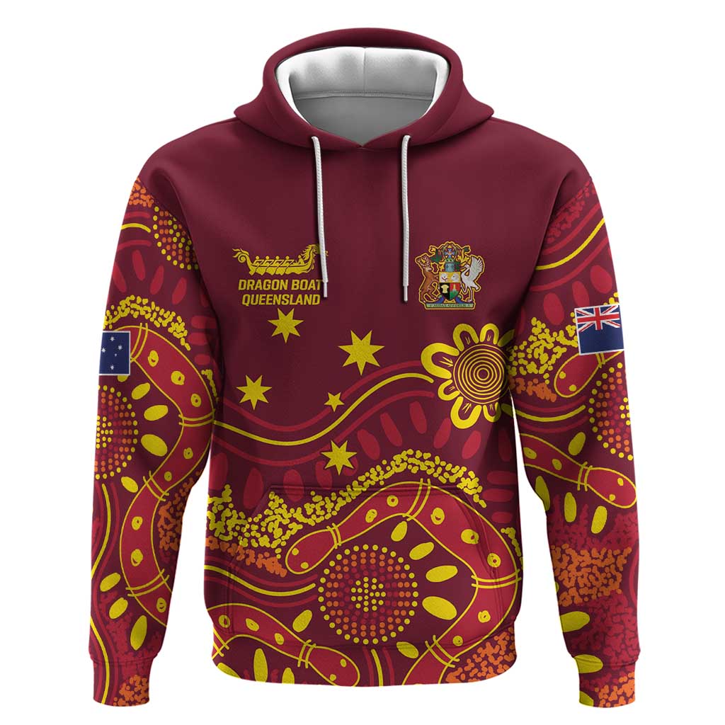 Personalised Australia Queensland Dragons Boat Hoodie Aussie Aboriginal Dot Style