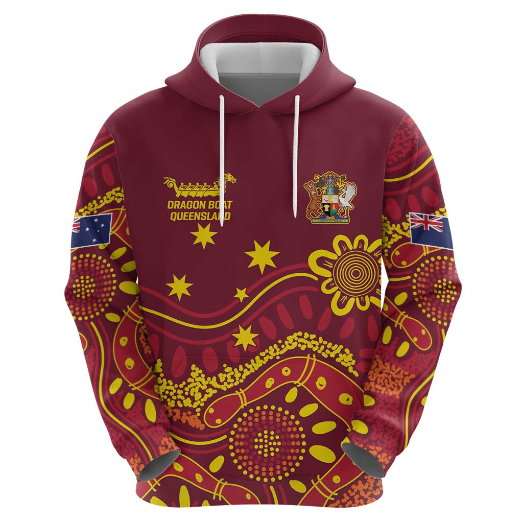 Personalised Australia Queensland Dragons Boat Hoodie Aussie Aboriginal Dot Style