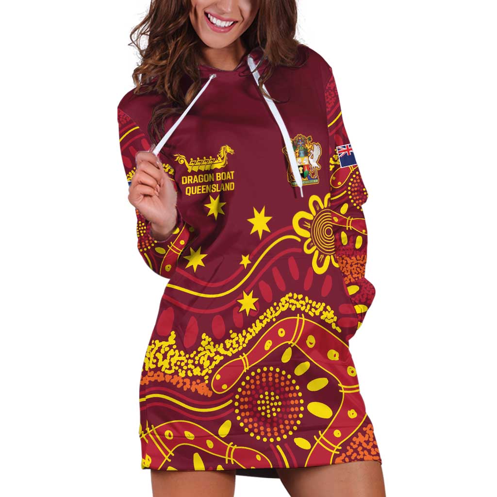 Personalised Australia Queensland Dragons Boat Hoodie Dress Aussie Aboriginal Dot Style