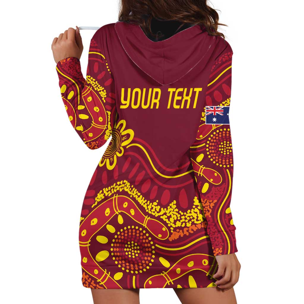 Personalised Australia Queensland Dragons Boat Hoodie Dress Aussie Aboriginal Dot Style