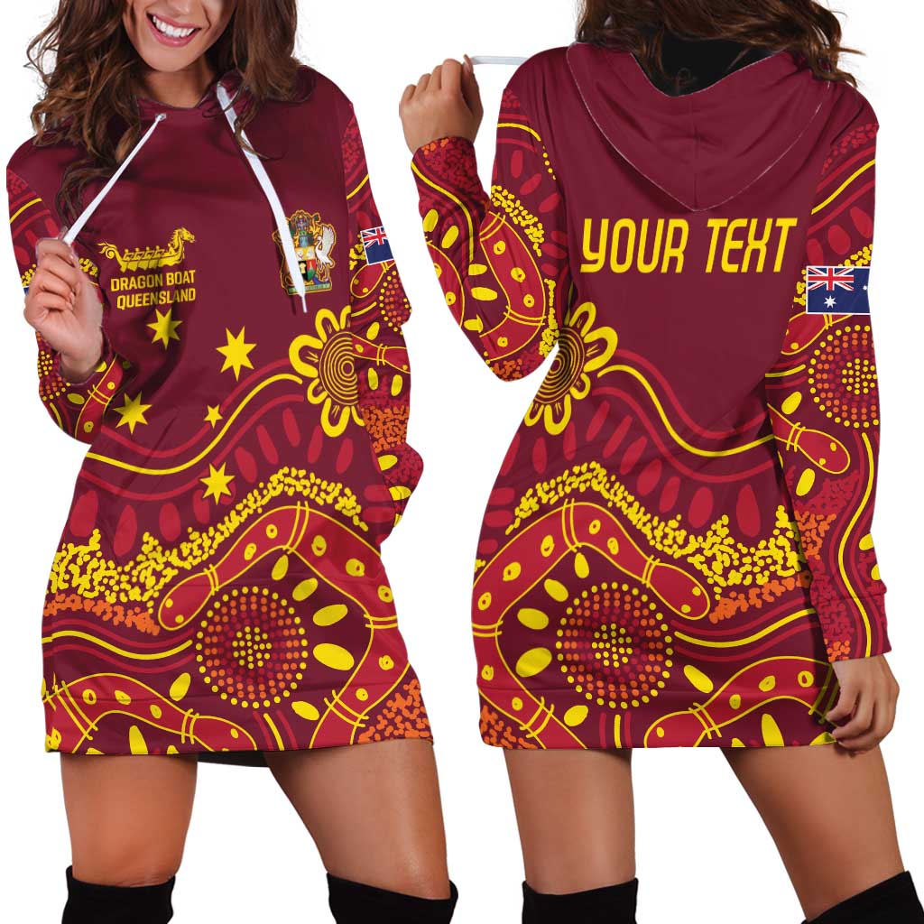 Personalised Australia Queensland Dragons Boat Hoodie Dress Aussie Aboriginal Dot Style